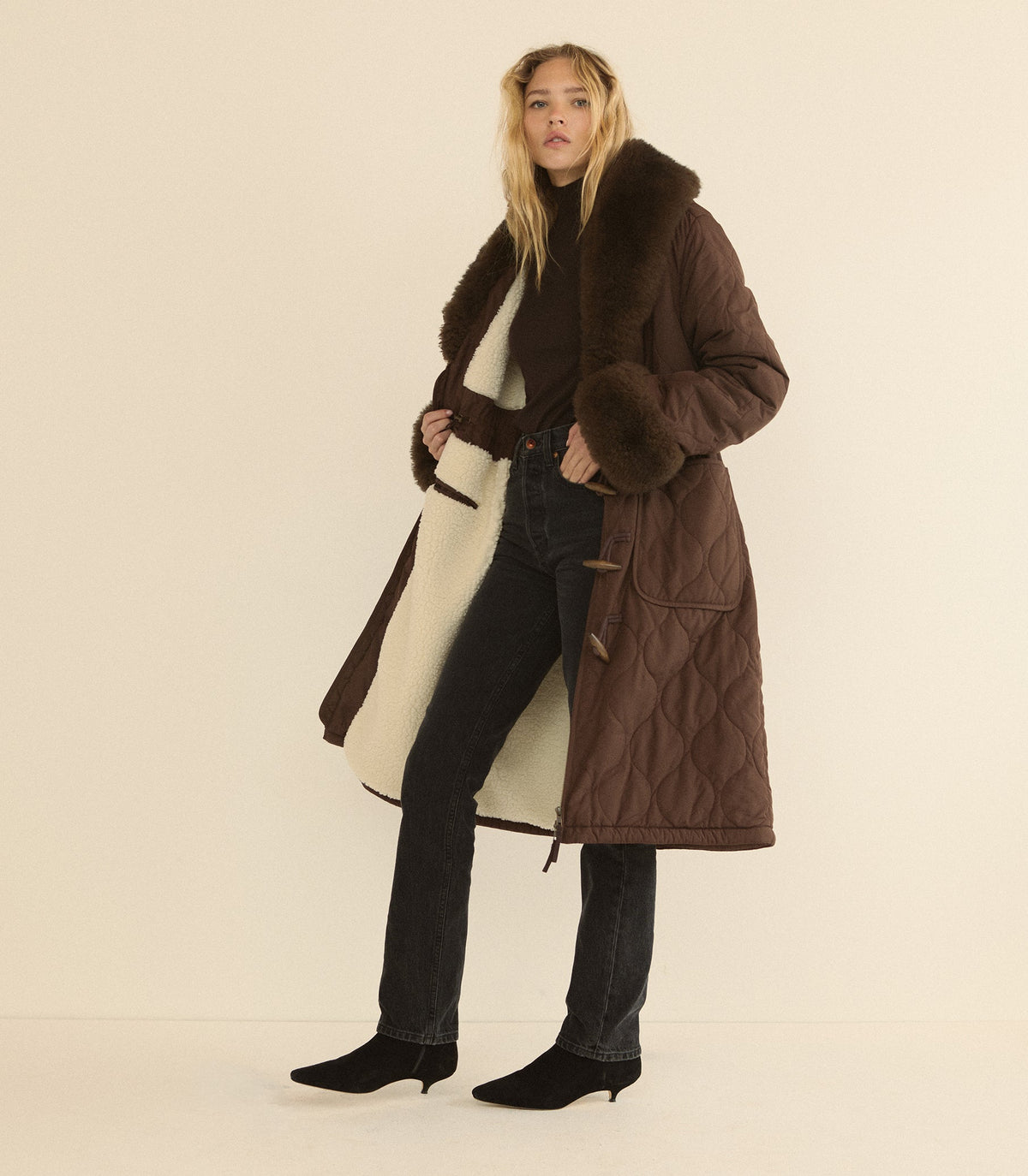Hemlock Quilted Coat in Chocolate Brown | Insulated