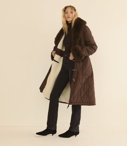 Hemlock Quilted Coat in Chocolate Brown | Insulated
