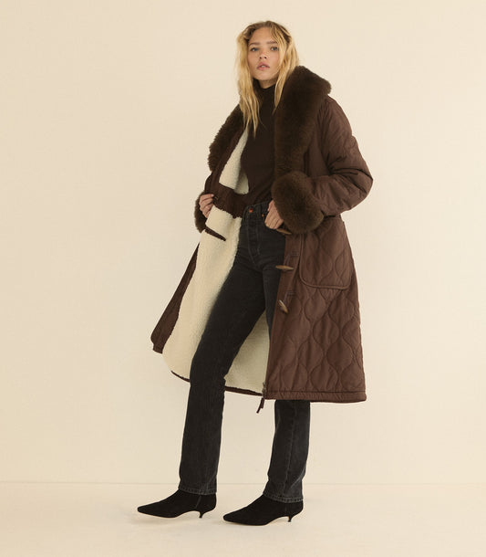 Hemlock Quilted Coat in Chocolate Brown | Insulated
