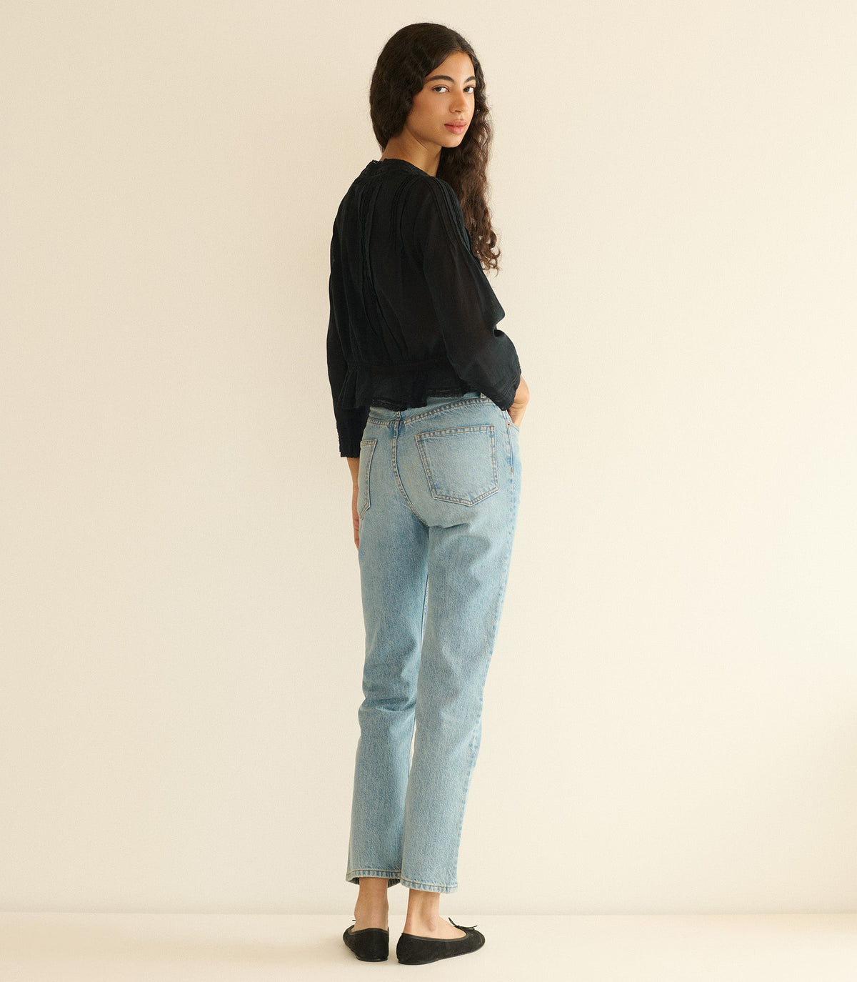 Hillock Peplum Blouse in Black | Organic Cotton Voile