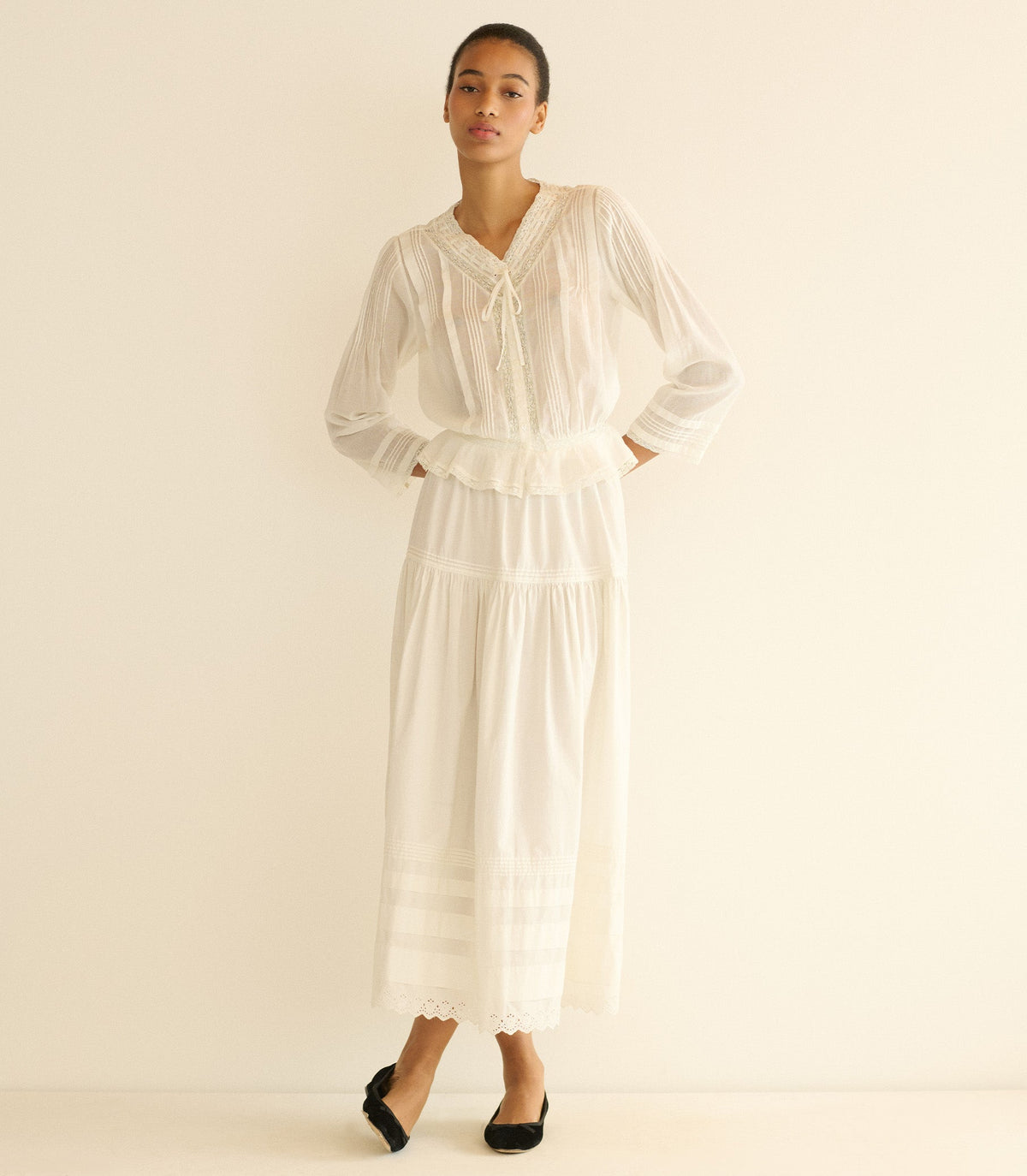 Hillock Peplum Blouse in Organic Voile | Salt