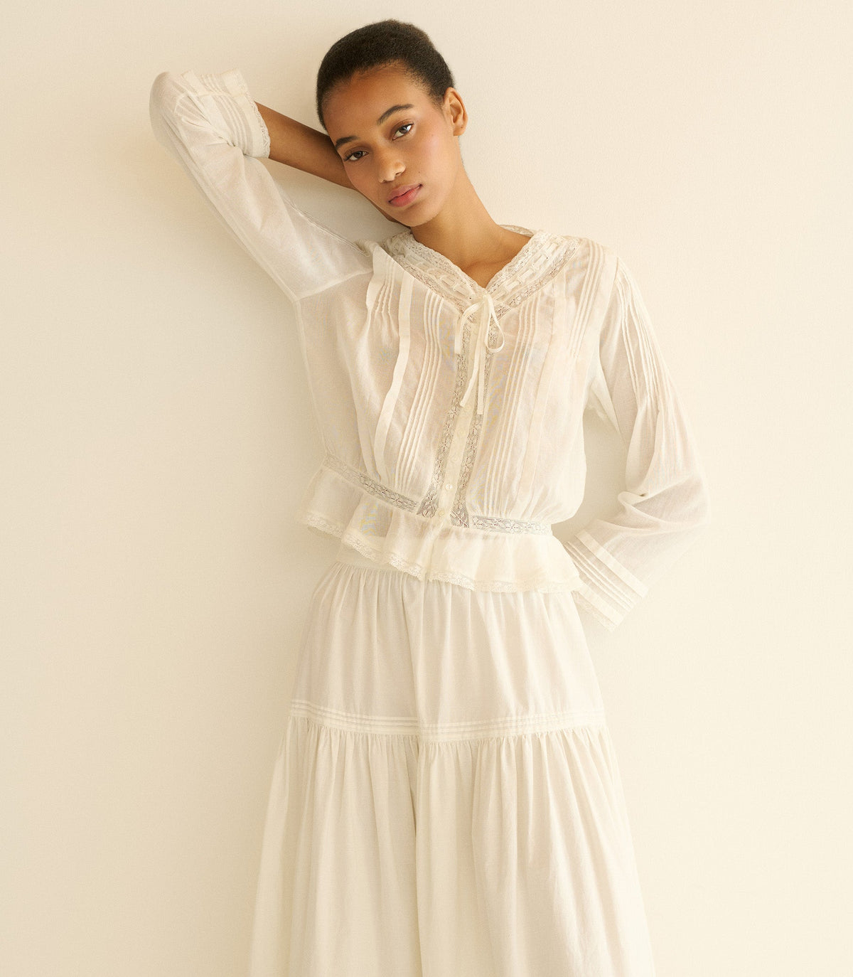 Hillock Peplum Blouse in Organic Voile | Salt