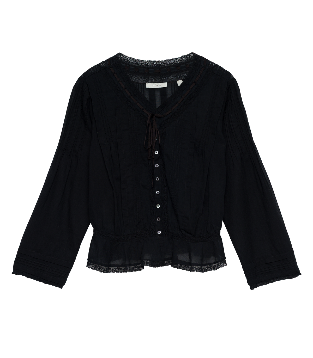 Hillock Peplum Blouse in Black | Organic Cotton Voile