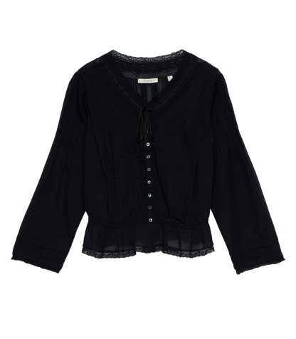 Hillock Peplum Blouse in Black | Organic Cotton Voile