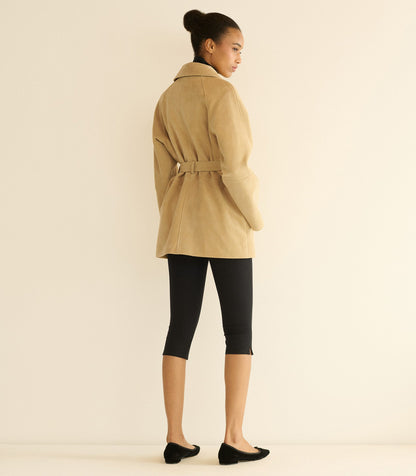 Hutton Goat Suede Trench Coat | Blonde