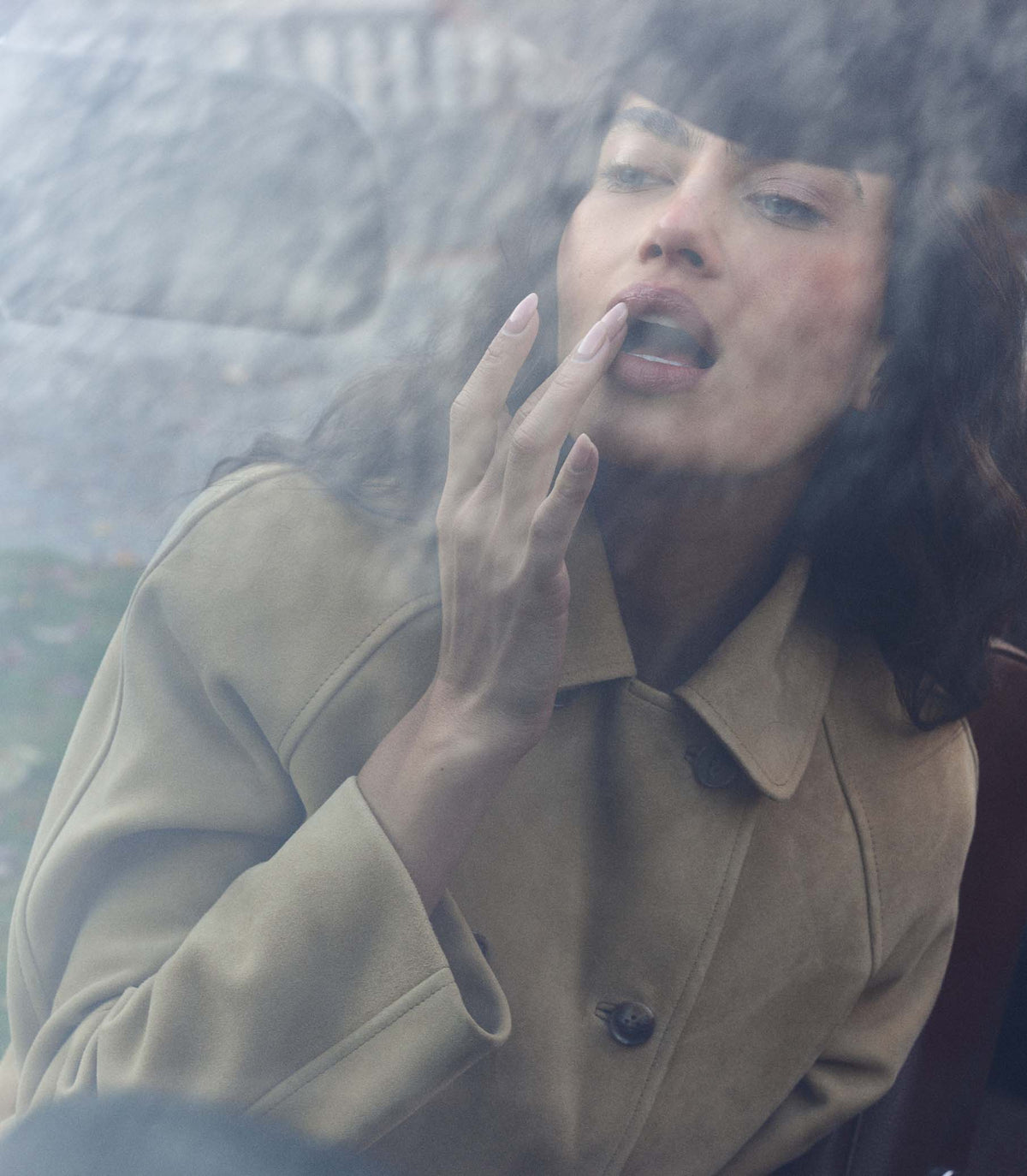 Hutton Goat Suede Trench Coat | Blonde