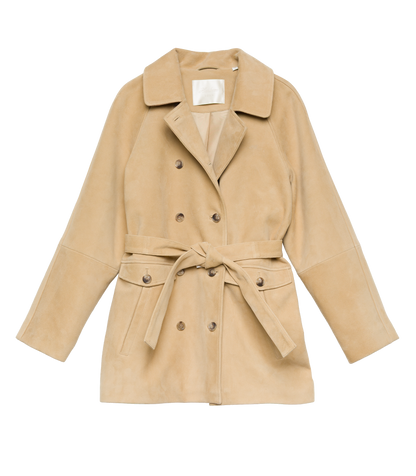 Hutton Goat Suede Trench Coat | Blonde