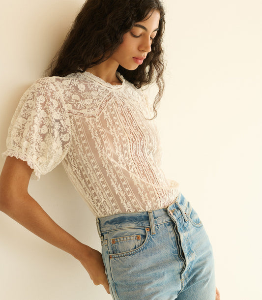 Idora Embroidered Tulle Blouse | Salt