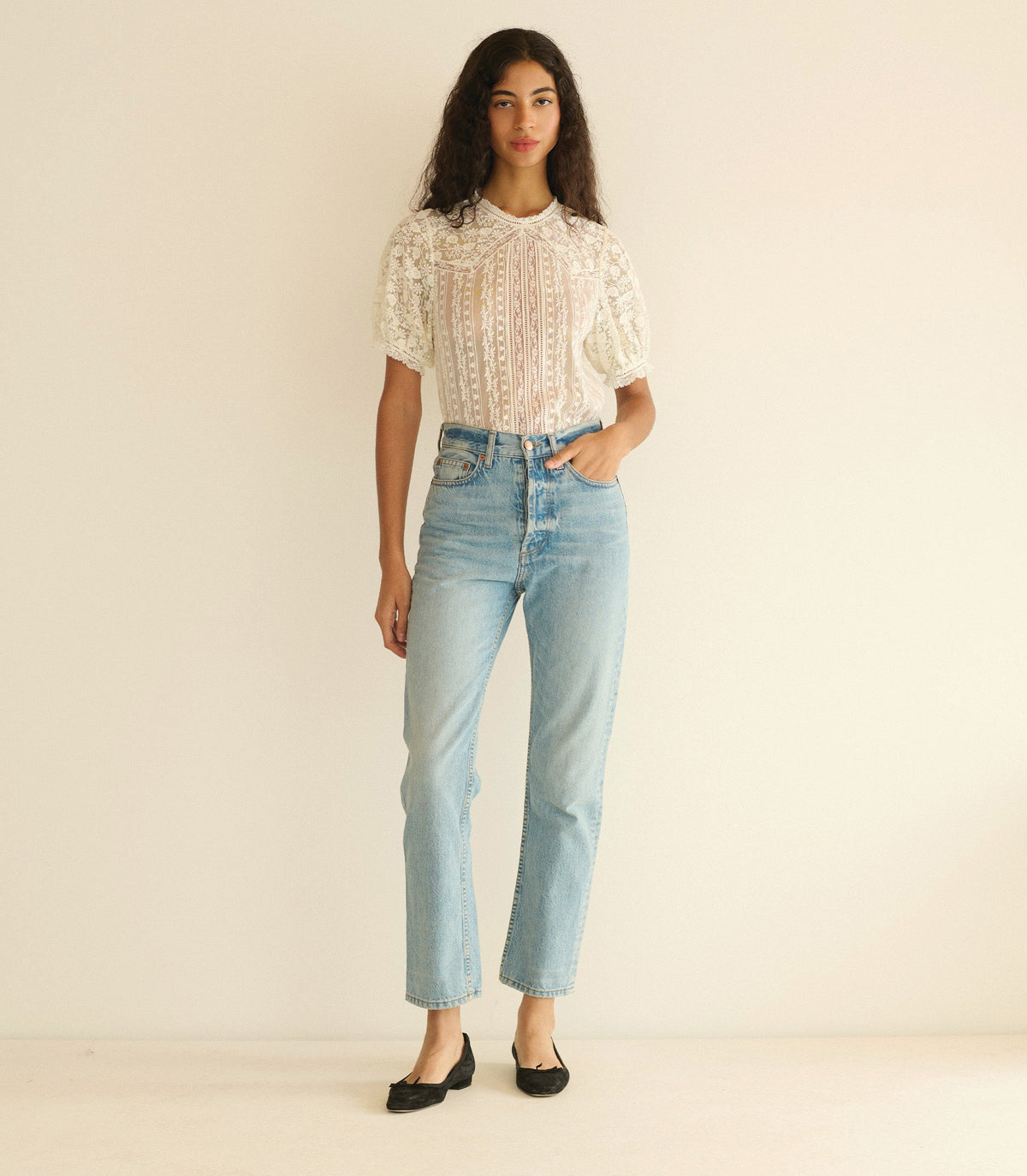 Idora Embroidered Tulle Blouse | Salt