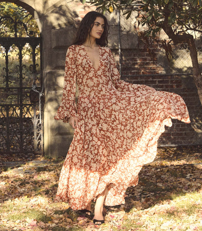 Imelda Silk Chiffon Maxi Dress | Rouge Ambridge Rose