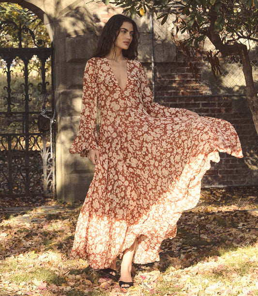 Imelda Silk Chiffon Maxi Dress | Rouge Ambridge Rose