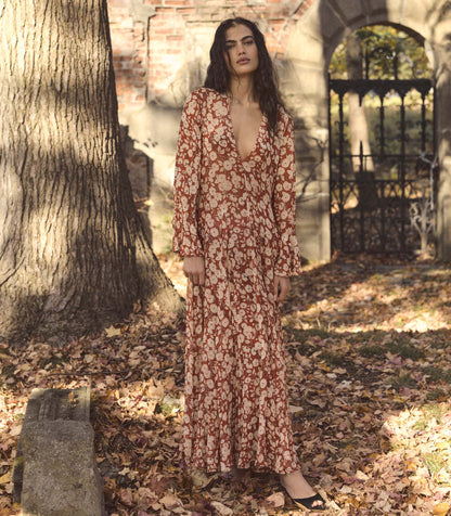 Imelda Silk Chiffon Maxi Dress | Rouge Ambridge Rose
