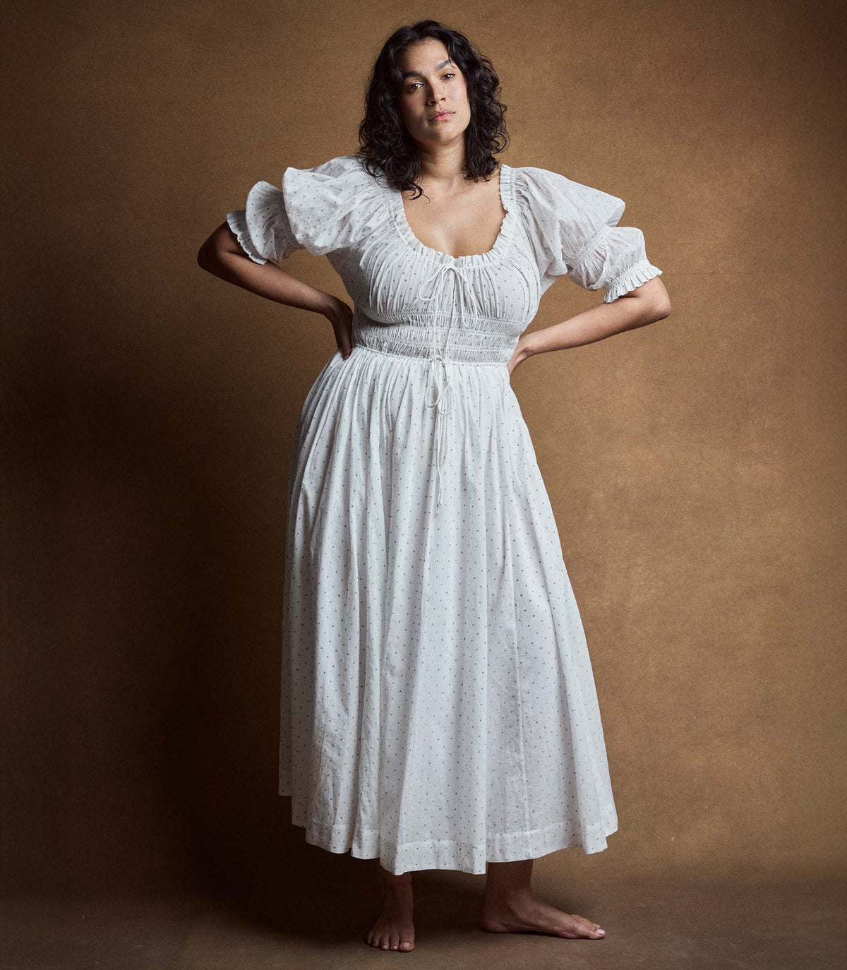 Ischia Organic Voile Dress | Salt Flock Dot