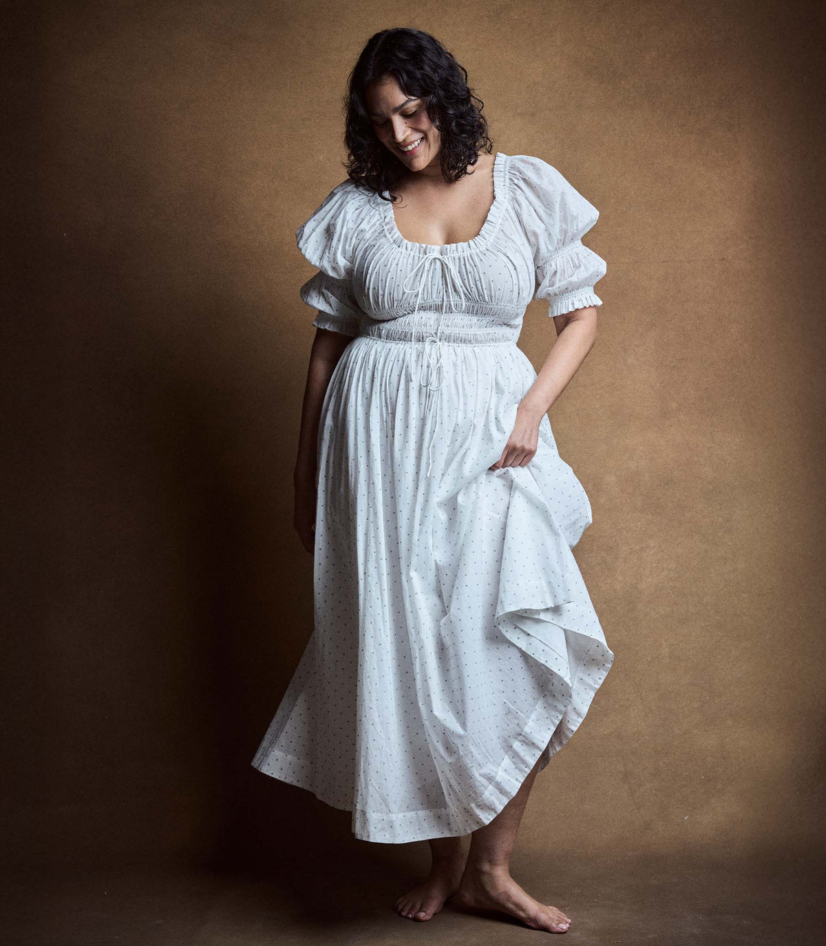 Ischia Organic Voile Dress | Salt Flock Dot