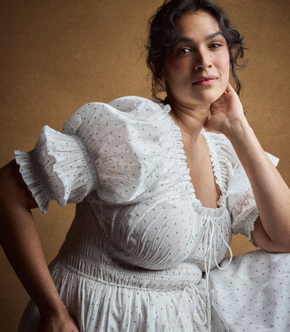 Ischia Organic Voile Dress | Salt Flock Dot