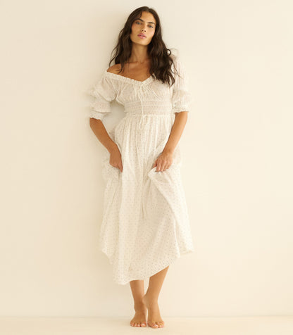 Ischia Organic Voile Dress | Salt Flock Dot