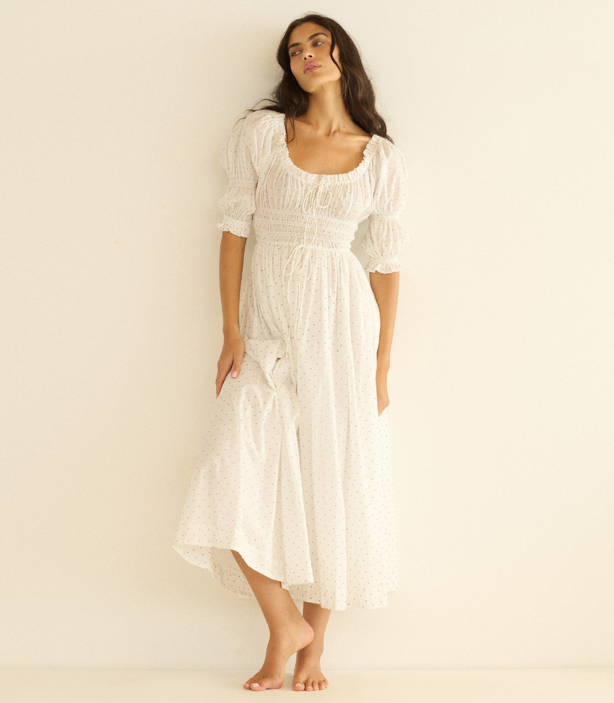 Ischia Organic Voile Dress | Salt Flock Dot