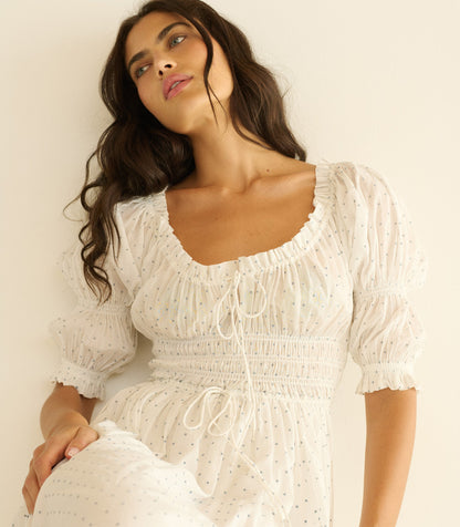 Ischia Organic Voile Dress | Salt Flock Dot