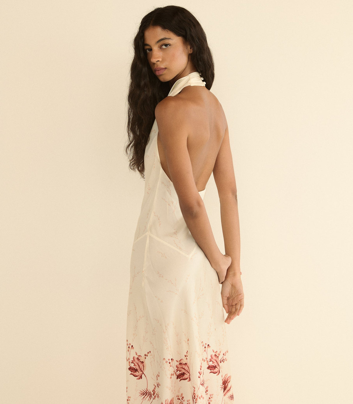 Ismerie Silk Satin Halter Maxi Dress | Windswept Tulips