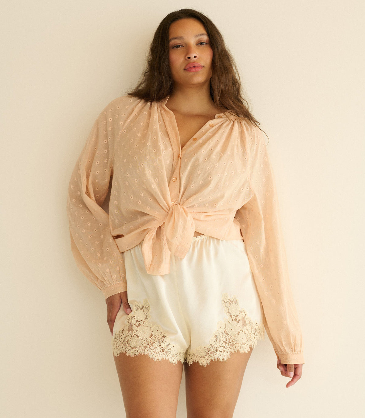 Julienne Top – Peach Sorbet Marseille Embroidery