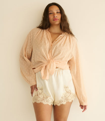 Julienne Top – Peach Sorbet Marseille Embroidery
