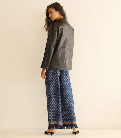 Lavon Fringe Pant – Bleu Taormina Paisley Silk-Viscose