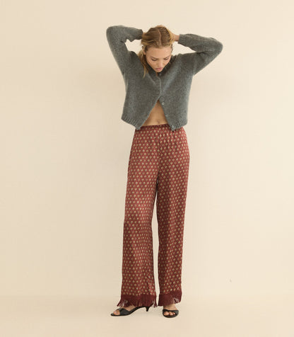 Lavon Fringe Pant – San Sebastian Foulard Silk Satin
