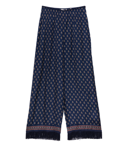 Lavon Fringe Pant – Bleu Taormina Paisley Silk-Viscose