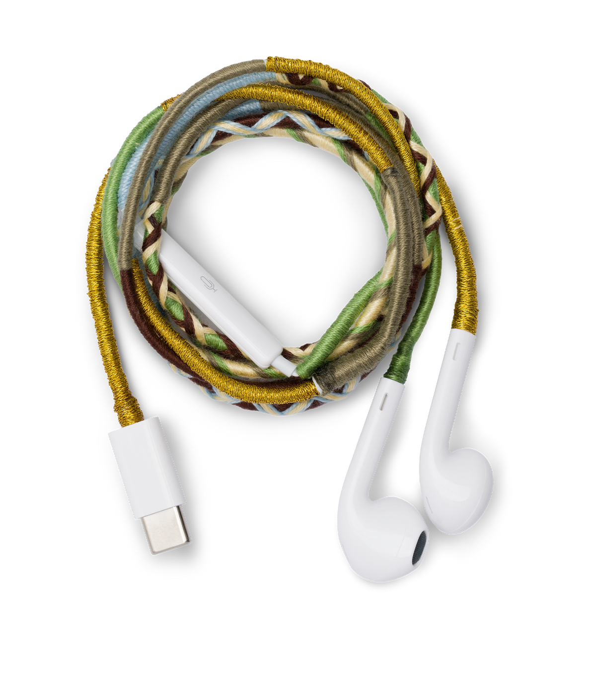 Le Pom Pom x DÔEN Headphones – Green Blue Gold Stripe