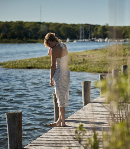 DÔEN Heirloom Liane Halter Midi Dress – Pearl