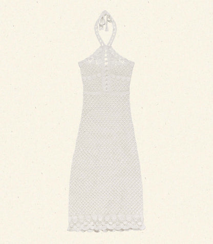 DÔEN Heirloom Liane Halter Midi Dress – Pearl