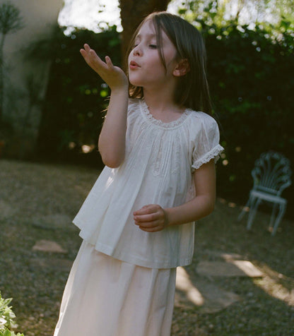 DÔEN Little Frederica Lace Cotton Voile Top – Salt
