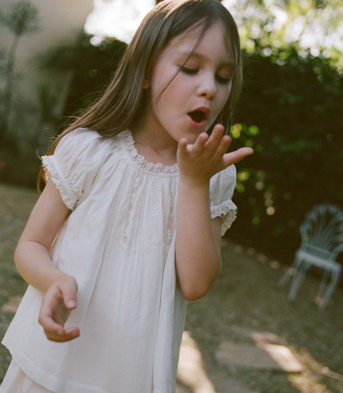 DÔEN Little Frederica Lace Cotton Voile Top – Salt