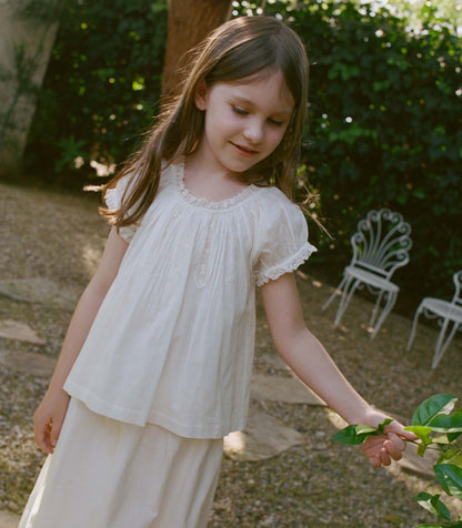 DÔEN Little Frederica Lace Cotton Voile Top – Salt