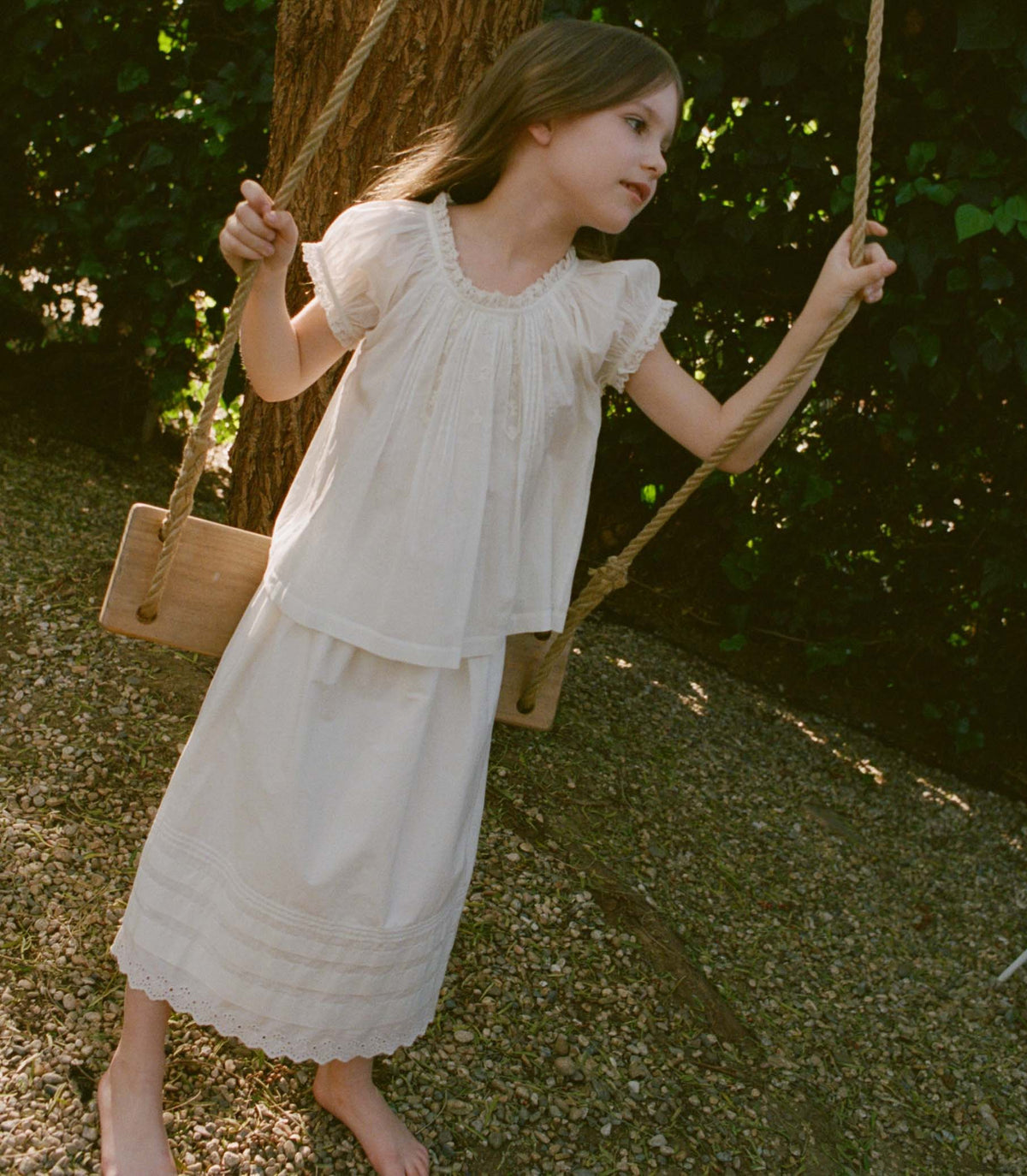 DÔEN Little Frederica Lace Cotton Voile Top – Salt