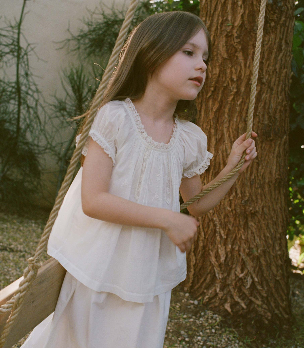 DÔEN Little Frederica Lace Cotton Voile Top – Salt