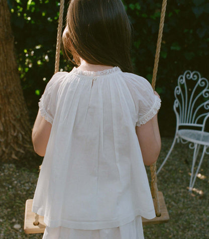 DÔEN Little Frederica Lace Cotton Voile Top – Salt