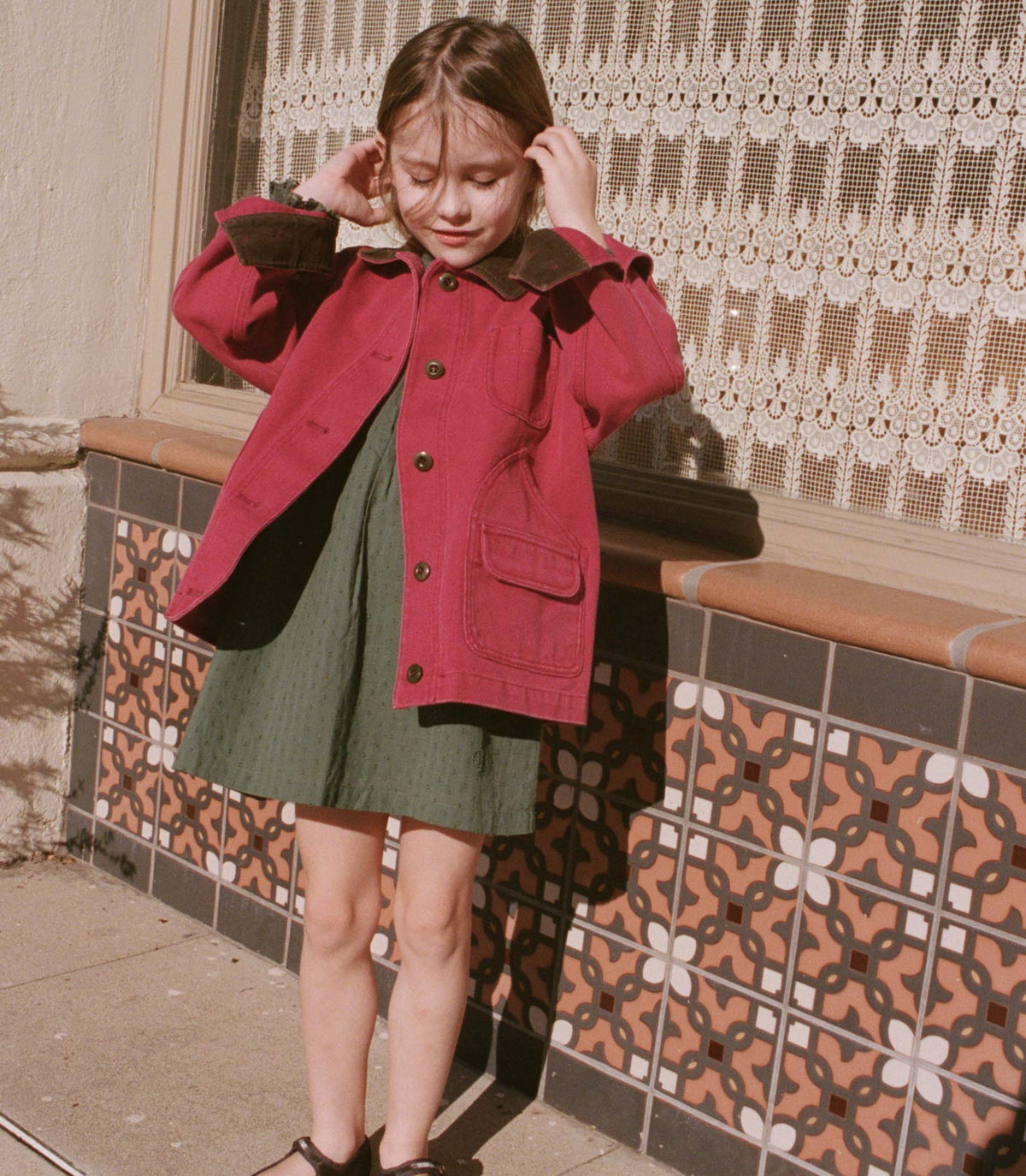 Little Pascual Washed Crimson Kids Barn Jacket