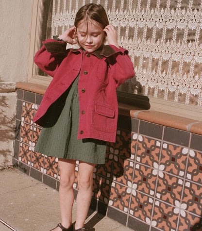 Little Pascual Washed Crimson Kids Barn Jacket