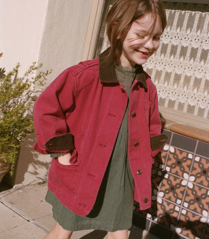 Little Pascual Washed Crimson Kids Barn Jacket