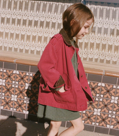Little Pascual Washed Crimson Kids Barn Jacket