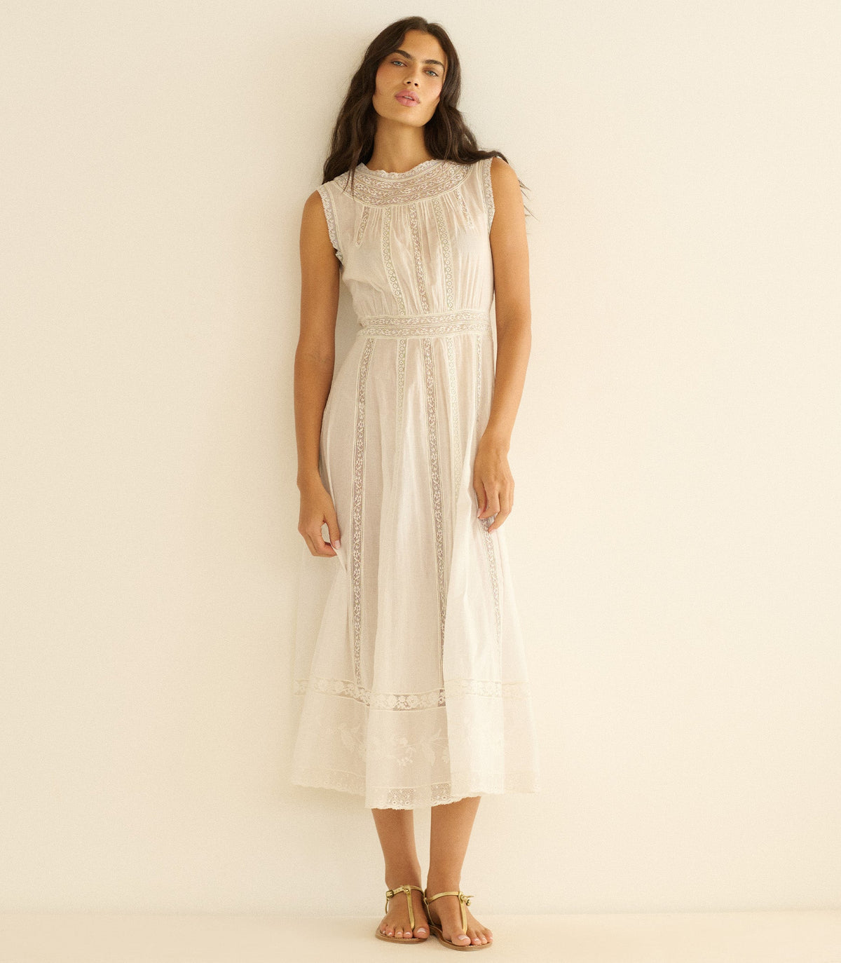 Liviana Organic Cotton Voile Midi Dress – Salt