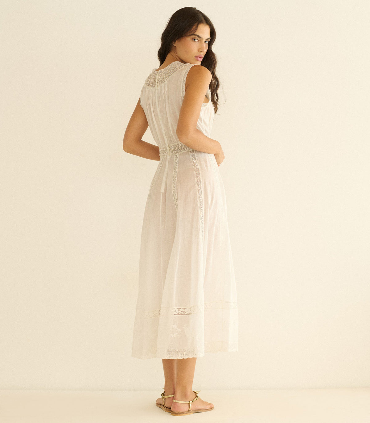 Liviana Organic Cotton Voile Midi Dress – Salt