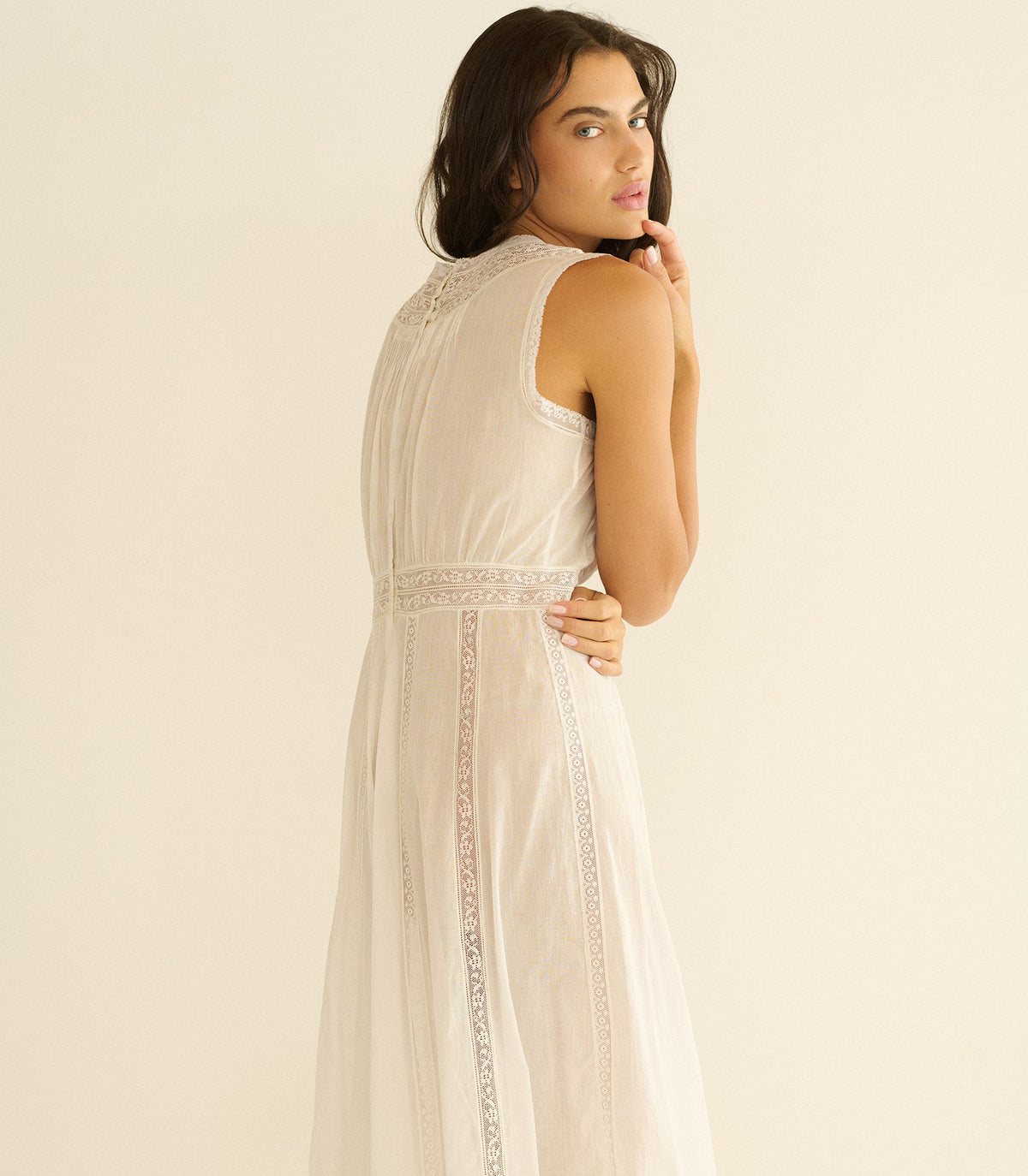 Liviana Organic Cotton Voile Midi Dress – Salt