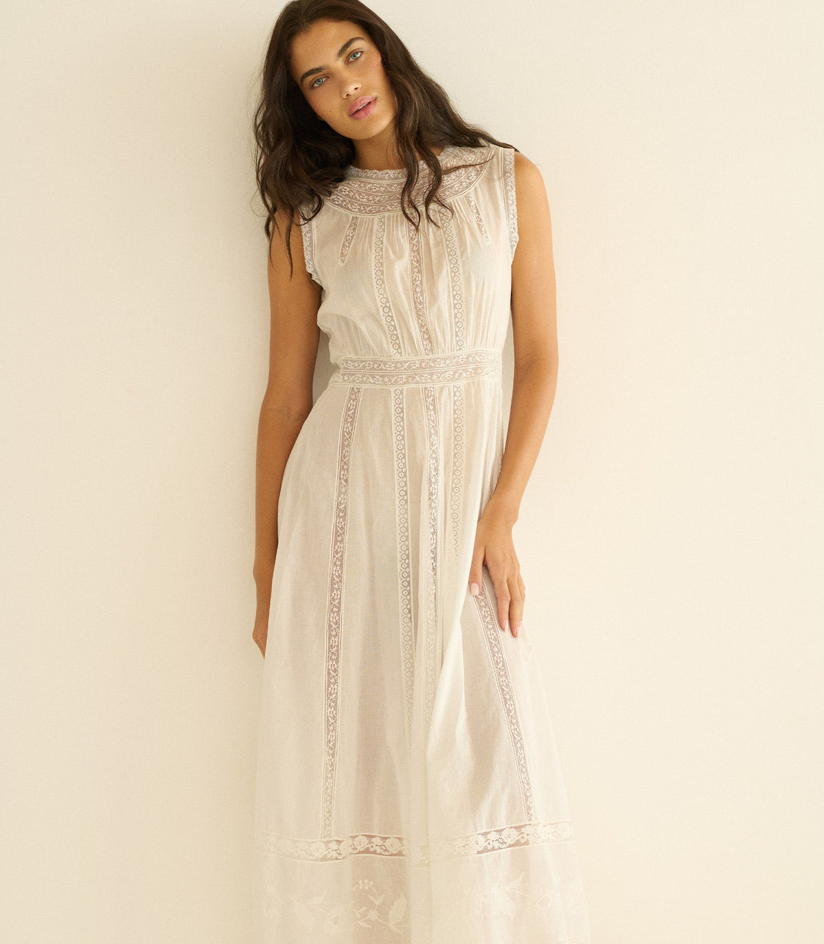 Liviana Organic Cotton Voile Midi Dress – Salt