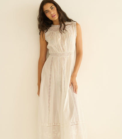 Liviana Organic Cotton Voile Midi Dress – Salt