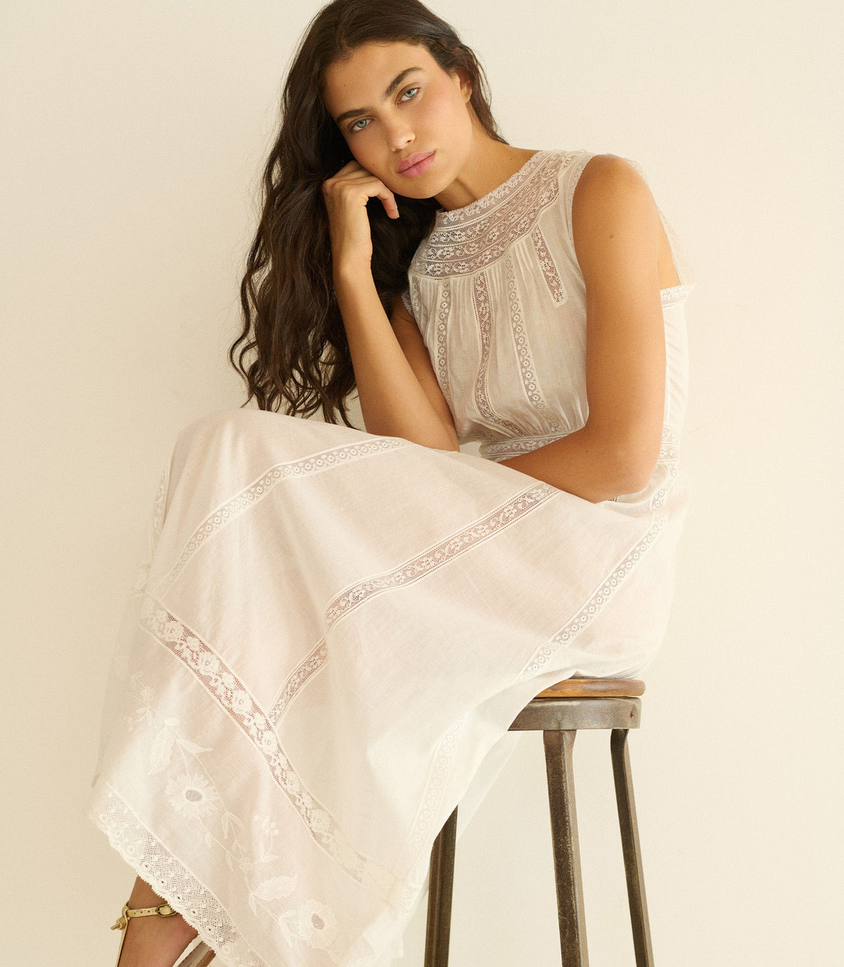 Liviana Organic Cotton Voile Midi Dress – Salt