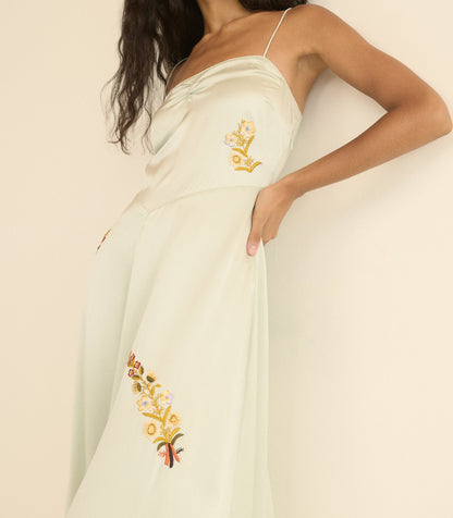 DÔEN Heirloom Lorraine Silk Satin Dress – Eucalyptus