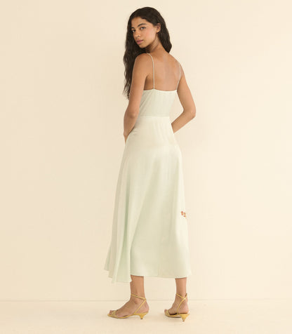 DÔEN Heirloom Lorraine Silk Satin Dress – Eucalyptus