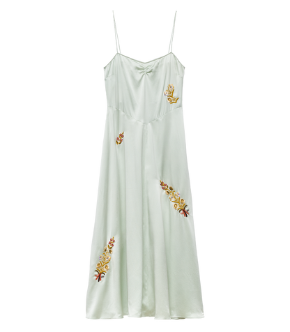 DÔEN Heirloom Lorraine Silk Satin Dress – Eucalyptus